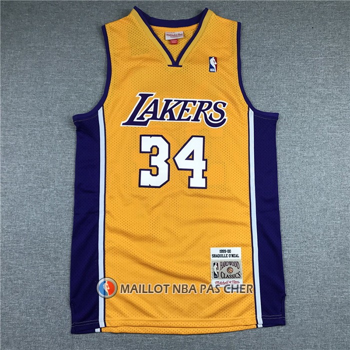 Maillot Los Angeles Lakers Shaquille O'neal Mitchell & Ness 1999-00 Jaune